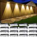 Solar Fence Lights Outdoor, 16 Pack IP65 Waterproof Fence Lights Solar Powered with Ultra-Bright LED Lens, 9 Color Modes, 12+ Hours Steady Glow for Deck/Backyard/Patio/Pool/Wall - Black