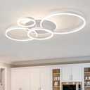 O'NEELDY Modern Light Fixtures Ceiling Flush Mount Modern Led Ceiling Lights 5-Light Dimmable Led Chandelier White Lamp with Remote for Bedroom Living Room Kitchen Dining Room, 100W