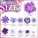 BBTO 21 Pcs Flower Hair Clip Rose Hair Clips Barrettes for Women Flower Accessories Boho Bride Claw Clip Hairpin Brooch Pin Headpiece for Wedding (Purple Series)