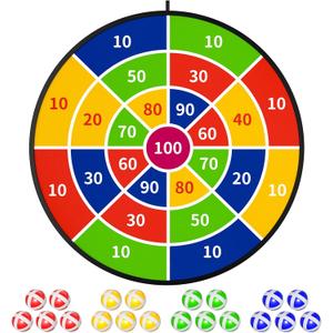 TEMI 29" Large Dart Board for Kids, Boys Toys Dartboards with 20 Balls, Indoor and Outdoor Sport Fun Party Play Game Toys, Birthday Gifts for Boys Girls 3 4 5 6 7 8 9 10 11 12 Years Old (colourful)