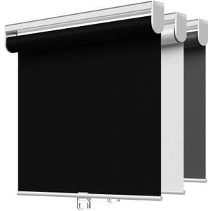 Cordless Roller Shades Blackout Blinds for Windows Room Darkening Rolled Up Shades with Spring System, UV Protection Window Shades Door Blinds for Home and Office (Black, 34" W x 72" H)