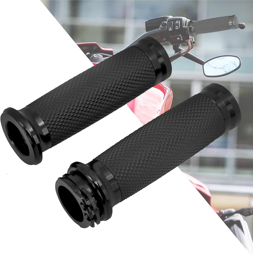 HDBUBALUS Handlebar Grips 1" 25mm Handle Bars Universal Fit for Harley Touring Dyna Softail Sportster XL 883 1200 (black)