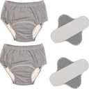 2 Pack Washable Incontinence Underwear for Men/Women, TPU Leakage-Proof Adult Cloth Diaper Nappy with Inserts, Reusable Absorbent Urinary Briefs for The Elderly, Disabled, Postpartum (Grey-XL)