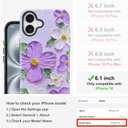 KANGHAR Cute Case for iPhone 16 Case for Women Girls [Compatible with MagSafe] Purple & White Oil Painting Floral Print Pattern Design, Aesthetic Girly Flowers Magnetic Protective Phone Cover