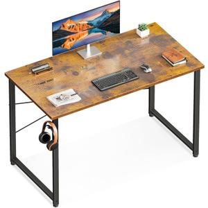 ODK 40 Inches Computer Desk for Home Office, Office Table for Small Spaces, Writing Desk with Headphone Hooks, Rustic Brown (Vintage)