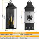 2-Pack 24" Large Outdoor Wall Lights,E12 Black Exterior Light Fixture Wall Mount, Farmhouse Porch Lights Outdoor Wall Lantern with Clear Glass, Waterproof Outside Sconce Lights for House Garage, 24 Inch-No Sensor