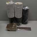 Lamosi 16 Oz Coffee Cups 50 Pack, Disposable Coffee To Go Cups with Lids, Stir Sticks and Sleeves, 16 Oz Black Hot Paper Cup for Home, Travel, Office