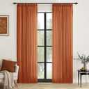 MIULEE Pinch Pleated Burnt Orange Linen Curtains 96 Inches Long 2 Panels for Bedroom Living Room, Soft Thick Linen Textured Window Drapes Back Tab Hooks Semi Sheer Light Filtering Rustic Fall Decor, Size: 40"W x 96"L