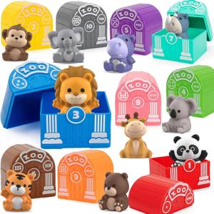 Learning Toys for 1,2,3 Year Old Toddlers, 20Pcs Safari Animals Toys Montessori Counting, Matching & Sorting Fine Motor Games, Christmas Birthday Easter Gift for Baby Boys Girls Age 12-18 Months