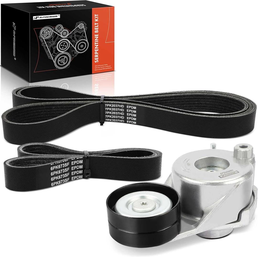 A-Premium Engine Serpentine Belt Drive Kit Compatible with Dodge Sprinter 2500 3500 2007 2008 2009 - DOHC V6 3.0L