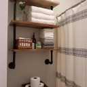 ROGMARS 3-Tier Real Pine Wood Floating Shelf, 20x7.87x41.3in, Industrial Retro Style, Bathroom Wall Shelves, Kitchen Shelves (Rustic Brown)