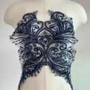 Flower Sequin Appliques, Navy Blue Appliques, Bodice Applique, Beaded Applique for Dresses, Dancewear, Evening Gowns, Apparel and More (Navy Blue)