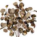 Artificial Aspen Leaf Stems  Set of 3 Gold, 30 Tall Glittered Faux Branches for Fall Halloween & Christmas Tree Decorations | Metallic Gold Leaves for Vase, Centerpiece Mantel Dcor