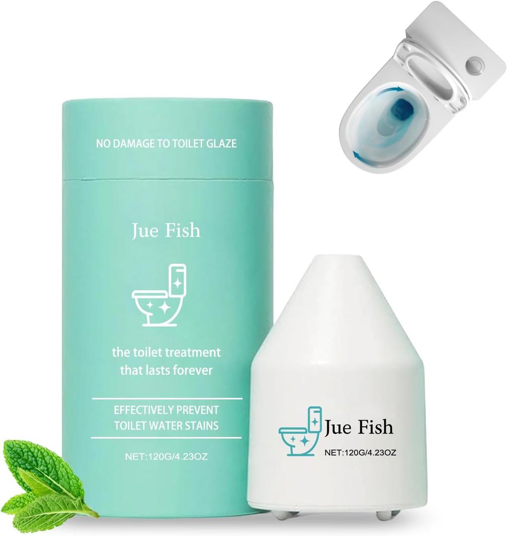 JUE FISH Automatic Toilet Cleaner Gel Cartridges - 90 Day Tank Cleaner - No Scrubbing, Fresh Scent, Hard Water Stain Remover, Septic Safe (1)