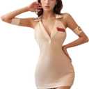 Women Sexy Nurse Lingerie Costum Nurse Cosplay Dress Hollow Maid Outfits Roleplay Naughty Lingerie Sets Nightgown (White)