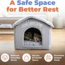 Best Pet Supplies Cat Bed for Indoor Cat, Domed Tent House with Removable Pillow, Covered Cat Cave for Small Dog, Puppies and All Breeds of Cats - Silver w/ Bones, 16 x 16 x H:14"