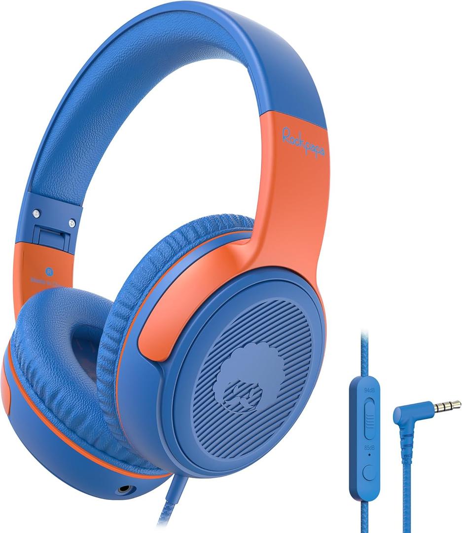awaKids Headphones Wired Toddler Headphones with Microphone, OverEar Headphones, 85/94dB VolumeLimiting, 3.5mm Jack, Foldable OnEar Design Safe & Comfortable for Learning & Entertainment