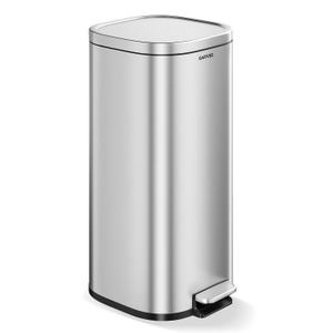 Garvee 8 Gal Stainless Steel Kitchen Trash Can with Quiet Close Lid, Silver