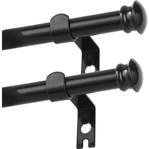 CorkLatta 2 pack Black Curtain Rods for Windows 30 to 45 Inches with Brackets, Decorative 5/8 Inch Diameter Single Window Curtain Rod Set for Room Divider, Bedroom, Living room, Kitchen, Bathroom