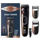 King C. Gillette Cordless Beard Trimmer for Men, Kit includes 1 Trimmer, 3 Interchangeable Combs, 1 Cleaning Brush, 1 Charger, 1 Travel Bag, BLUE (6 Piece Set)