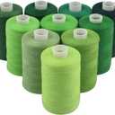 Sewing Thread 10 Color Sewing Industrial Purpose 1000 Yards Per Spool 40S/2 Polyester for DIY Sewing Machine,Embroidery Machine,Hand Sewing (Green)