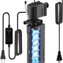Aquarium U-V Filter for Green Water, Fish Tank Filter with Timer, Filter for Turtle Tank, Internal Filter with Dual Water Outlet & Aeration, Fish Filter for 70-100 Gallon Tank