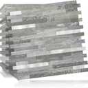 DICOFUN 10-Sheet Peel and Stick Backsplash Wall Tile, PVC Kitchen Backsplash Peel and Stick in Distressed Wood, 9.4 sq.ft (Distressed Wood with Metal Silver)