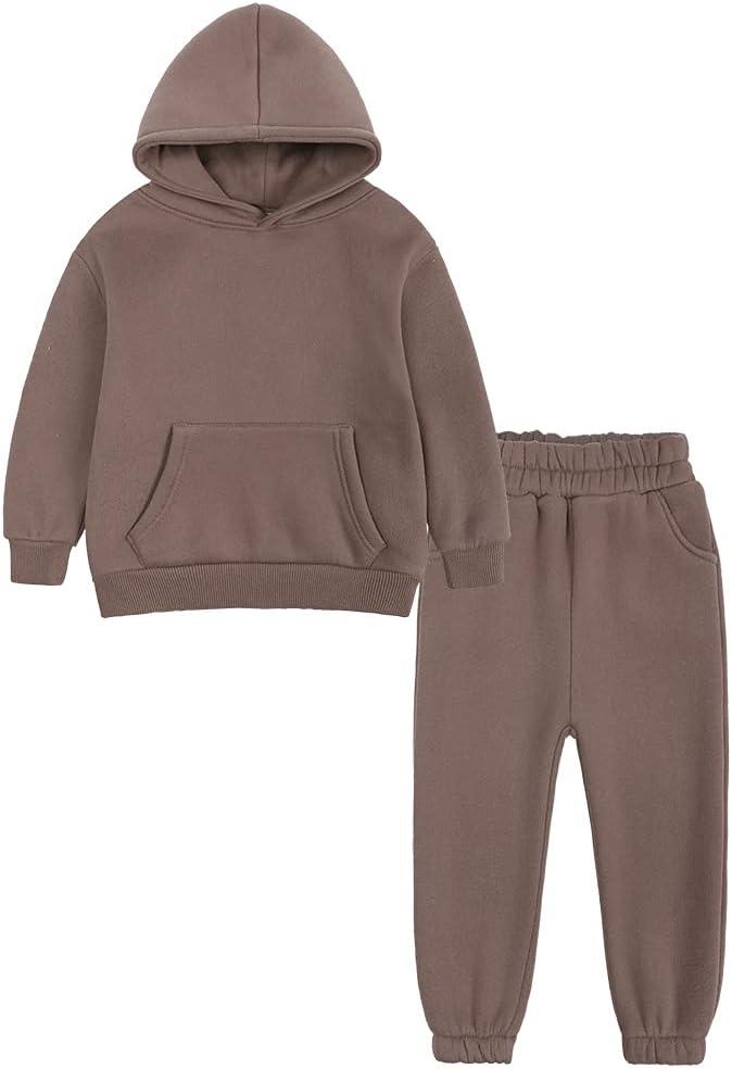 MYGBCPJS Youth 2PCS Jogger Outfits Set Fleece Hooded + Sweatpants Boys Girls Athletic Sweatsuits Pullover Clothes, 2-3 T