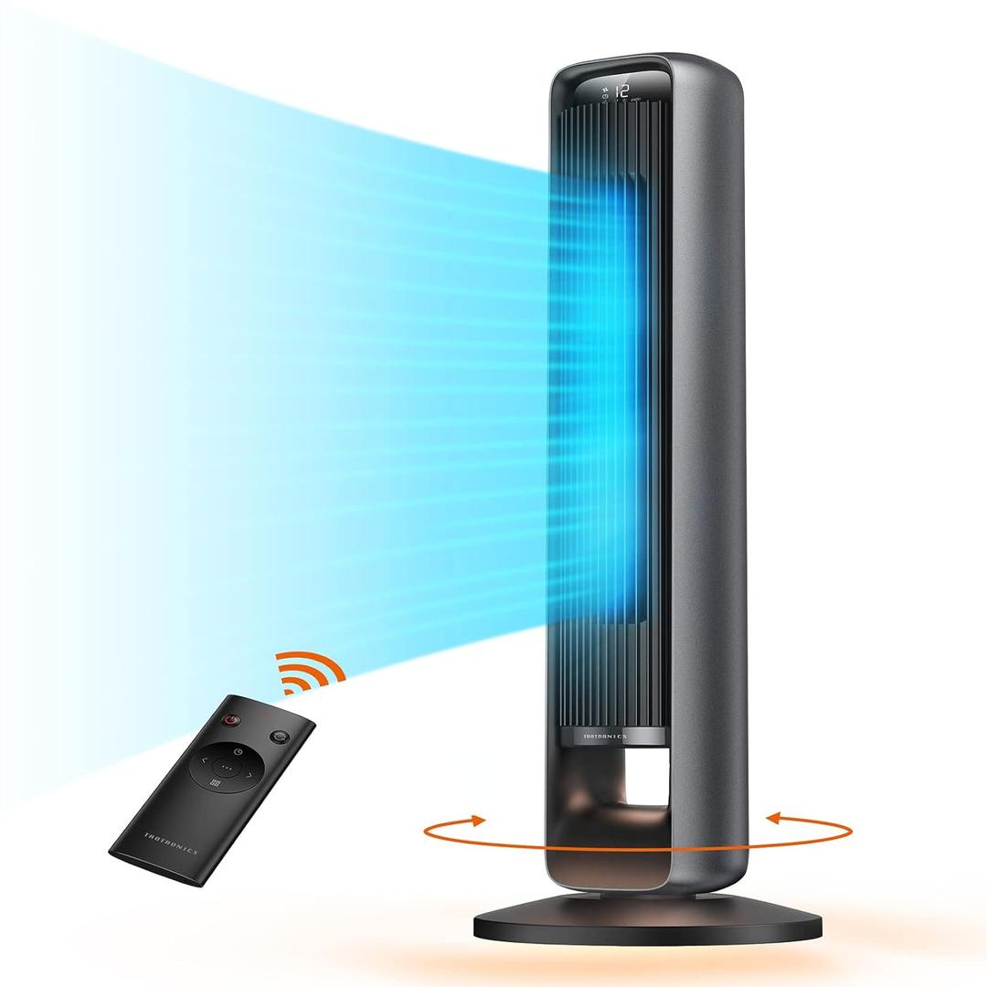 Tower Fan, 42" DC Motor Tower Fan with 28dB, 12 Speeds, 4 Modes, 90° Oscillating Fan, Night Light, 12H Timer, LED Display, Quiet Cooling Bladeless Fan with Remote for Bedroom Living Room Office