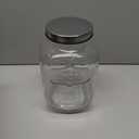 1 Gallon Drink Dispenser with Spigot 18/8 Stainless Steel  Airtight & Leakproof Glass Sun Tea Jar with Anti-Rust Lids, Beverage Dispenser for Parties - Laundry Detergent Holder (Single, Silver)