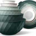 COOK WITH COLOR Mixing Bowls with Lids - 12 Piece Plastic Nesting Bowls Set includes 6 Prep Bowls and 6 Lids, Microwave Safe Mixing Bowl Set, Green Diamond