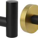 Stainless Steel Towel Coat Hooks Bathroom Clothes Garage Hotel Robe Hook Wall Mounted Bath Door Hanger 2 Pack Black & Gold