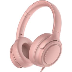 ADOOPE Wired Over-Ear Headphones with USB C Connector, Hi-Fi Stereo Sound, Noise-Isolating Ear Cups, Comfortable Fit for USB C Devices (Rose Gold, No Bag)