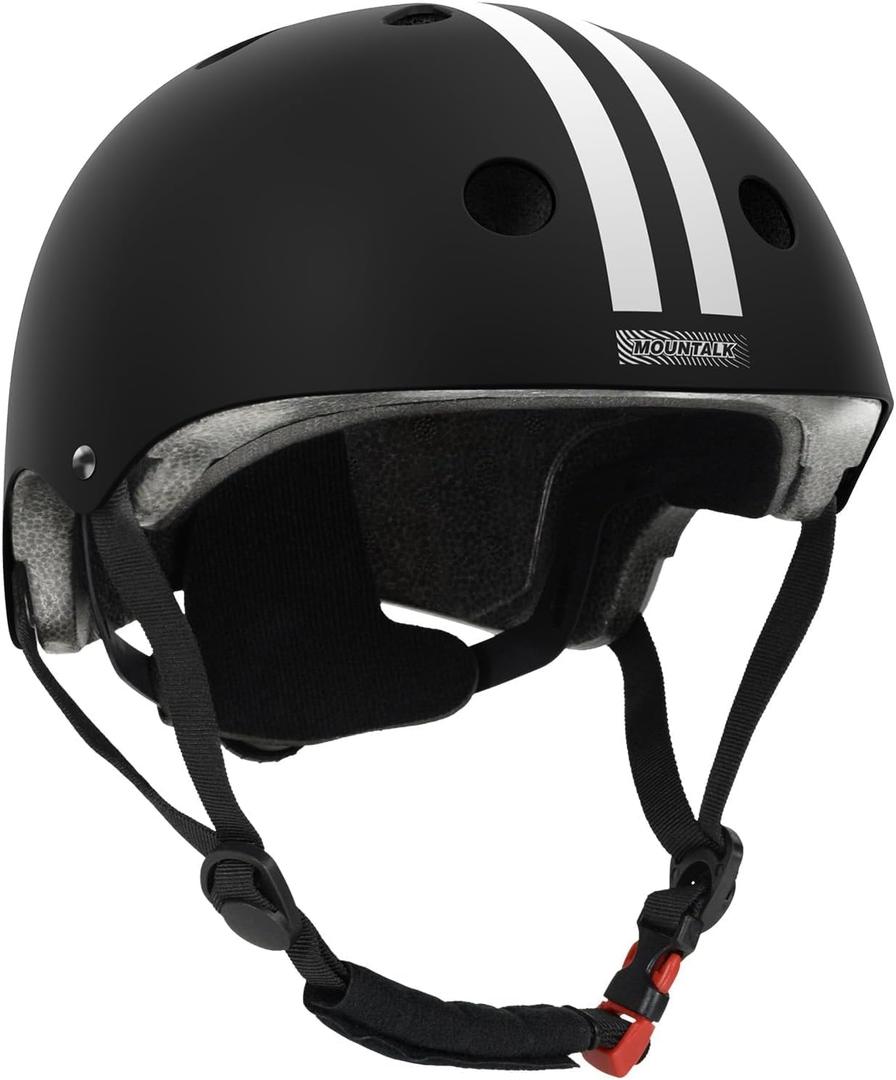 MOUNTALK Kids/Toddler Bike Helmet,Skateboards Helmets for Age 3-5/5-8/8-14 Years Old Junior Boys and Girls Helmet, Adjustable 3 Sizes Cover Children to Adult (Small, Matte Black White)