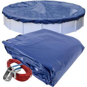 Pool Mate 18 ft Industrial Superior Winter Pool Cover for Above Ground Pool | Blue Round Pool Cover, 4 ft Overlap (22ft Cover Size), Solid 14 x 12 Scrim, 4.5 oz/yd2, Style: 2018-4PMA