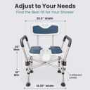 Shower Chair U-Shape Seat (450lb) Heavy Duty - Padded Armrests and Back, Shower Chairs for Elderly and Disabled, Handicap, Shower Chair for Inside Shower, Adjustable Height - Blue