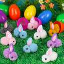 24 Pack Easter Egg Fillers with Easter Bunny Plush Easter Eggs with Toys Inside, Mini Easter Stuffed Animals Easter Eggs Hunts Party Favors Easter Basket Stuffers for Kids Toddler Teens Boys Girls
