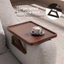 Couch Arm Tray,Bamboo Folding Sofa Tray,Sofa Armrest Tray Clip-On Couch Desk for Drinks,Snacks,Phone,Remote ControlBrown