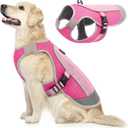 Kuoser Dog Cooling Vest for Dogs, Lightweight Dog Cooling Harness Shirt with Reflective Stripe, Breathable Mesh Cooler Jacket Pet Cool Vest for Small Medium Large Dogs Summer Hot Weather, Pink 2XL