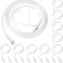 10 Pack 7Ft Adult Oxygen Nasal Cannula with 10 PCS Tube Connector, Soft Oxygen Tubing for Adult, Cannula Nasal Tubing with Soft Curved Nose Piece, High Flow Lightweight Tube