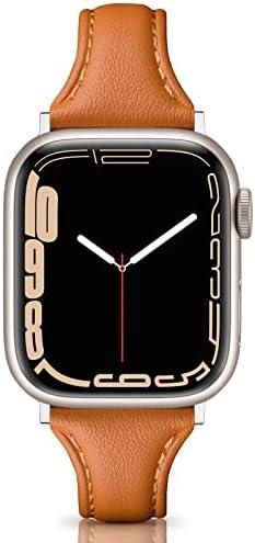 Eyamumo Leather Band Compatible for Apple Watch Band 38mm 40mm 41mm 42mm Series 10, Slim Thin Elegant Genuine Leather Strap Compatible for iWatch Series 10 9 8 7 6 5 4 3 2 1 SE Women