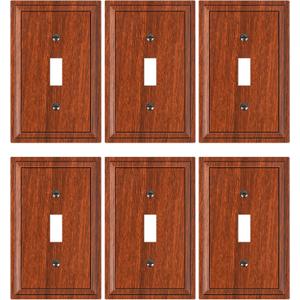 6-Pack Single Toggle Light Switch Covers Wall Plate, Wood Grain Decorative Switch Plate Covers, 1 Gang Natural Bamboo Fiber Wall Plate, Corrosion Resistant