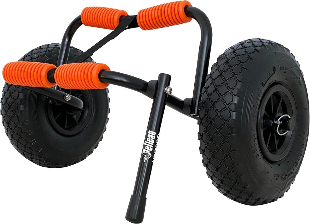 Pelican - Universal Canoe, Kayak & Stand Up Paddle SUP Cart Carrier - Fold Together Trolley with Wide Removable Inflatable Tires