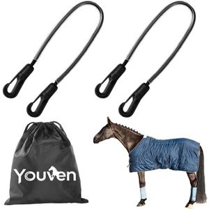 Horse Blanket Straps with Double Ended Clips(2 Pack-16Inch)