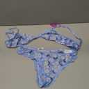 Avidlove Wireless Lace Lingerie Set Floral Print Bra and Panty Sets Cute Naughty Outfits (Blue, L)