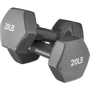 Amazon Basics Vinyl Coated Dumbbell Hand Weights, 20LB