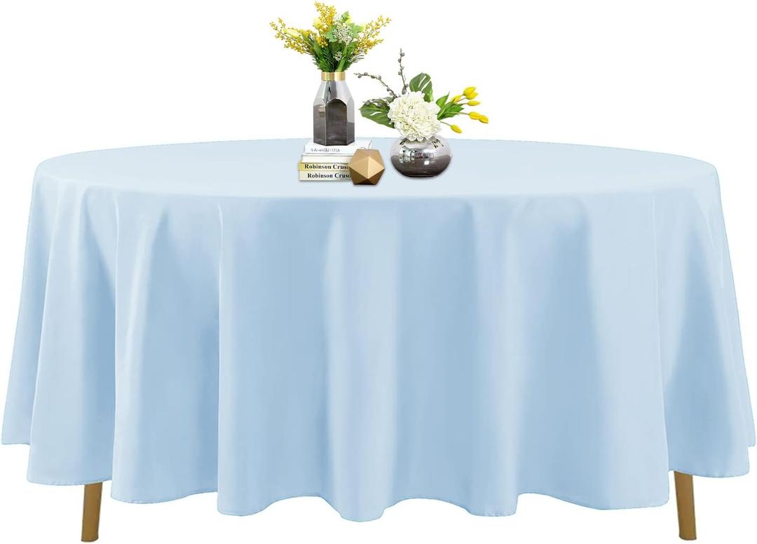 108 Inch Stain and Wrinkle Resistant Washable Polyester Table Cloth, Decorative Table Cloth for Dining Table, Buffet Parties and Wedding, Blue Mist