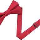 2 x Mens Charm Linen Cotton Bowties - Solid Pretied Bow Ties for Men Wedding Groomsmen (Red)