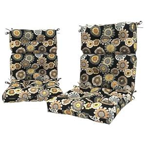 LVTXIII 2 Pack Outdoor/ Indoor High Back Chair Cushions, Deep Seat Patio Seat and Back Cushion Set, Stuffed High Rebound Foam Rocking Chair Cushions, 44"x22"x4", Black Yellow Crosby