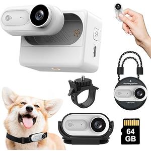Mini Body Camera 1080P, Wearable Body Cam with 180° Rotatable Clip and Magnetic Lanyard, 2500mAh Charging Case, 64GB IPX7 Waterproof Small Body Camera for Pets, Swimming, Travel, Work (White)